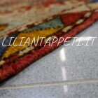 tappeto caucasico kazak bordcialu da salotto molto allegro e colorato in lana 236x166 cm