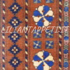 tappeto afghano bukhara ersari da salotto fondo blu marrone in lana 215x150cm
