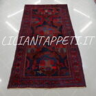 antico tappeto persiano garrus bijar da salotto fondo blu 253x132 cm
