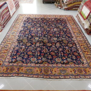 tappeto persiano tabriz grande da salotto fondo blu firmato molto decorativo