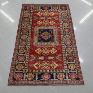 tappeto orientale afghano kazak fondo rosso da salotto
