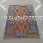 kilim afghano annodato a mano lana su lana 174x132 cm