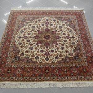 Tabriz 60 Raj, ExtraFine, Misto Seta quadrato 250x250 da salotto fondo chiaro firmato