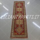 tappeto passatoia fondoletto kazak afghano fondo rosso 187x59 cm