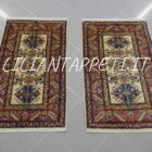 Scendiletti afghani orientali kazak fondo avorio disegno geometrico 98x63-98x58 cm