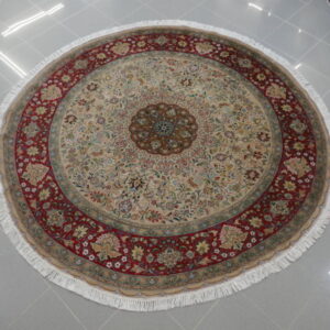 Tabriz 60 Raj, ExtraFine, Misto Seta rotondo 200cm di diamtro da salotto fondo chiaro