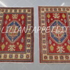 Scendiletti afghani orientali kazak rossi per camera da letto 139x86 cm-131x88 cm