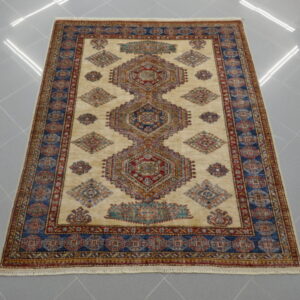 tappeto orientale kazak fondo avorio da salotto