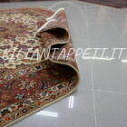 Tappeto persiano Tabriz 60 Raj extrafine fondo avorio con medaglione centrale e bordura rosso annodato a mano misto seta 195x201 cm