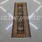 uzbek kazak extra tappeto afghano annodato a mano lana su cotone 181x65 cm