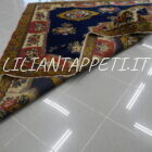 antico tappeto persiano bakhtiari gol farang fondo blu quadrato 210x211 cm