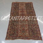 Antico tappeto persiano Gashgai Shekarlu della prima metà del XIX secolo, iconografia nomade arcaica, colori naturali, lana su lana 243x133 cm