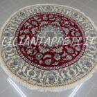 tappeto nain 9fili rotondo fondo rosso rubino con diametro 200 cm lana su cotone 200x200 cm