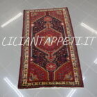 tappeto persiano hamadan, tuiserkan fondo blu e rosso lana su cotone da ingresso 153x92 cm