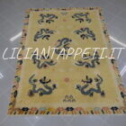 tappeto cinese antico ningxia a draghi fondo chiaro in lana 217x155 cm