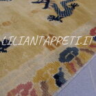 tappeto cinese antico ningxia a draghi fondo chiaro in lana 217x155 cm