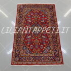 tappeto persiano keshan fondo rosso lana su cotone 147x96 cm