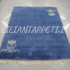 tappeto marocchino moderno da salotto color azzurro lana su cotone 223x181 cm