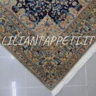 tappeto persiano nain 9 fili fondo blu lana su cotone molto fine 247x167 cm di vecchia manifattura