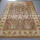 tappeto afghano ziegler colori pastello lilla da salotto in lana su cotone 300x204 cm
