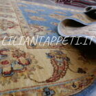 tappeto orientale ziegler azzurro da salotto in lana 200x149 cm