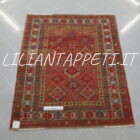 tappeto antico caucaso ghendje tutto lana fondo rosso molto naif 156x131 cm