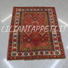 tappeto antico caucaso ghendje tutto lana fondo rosso molto naif 156x131 cm