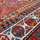 tappeto antico caucaso ghendje tutto lana fondo rosso molto naif 156x131 cm