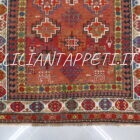 tappeto antico caucaso ghendje tutto lana fondo rosso molto naif 156x131 cm