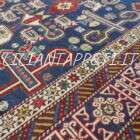Tappeto caucasico Perepedil lana su lana fondo blu 168x120 cm