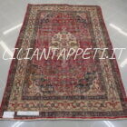 tappeto persiano hamadan, hosseinabad fondo rosso lana su cotone da ingresso 150x108 cm
