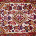 coppia di scendiletti persiano jozan di vecchia manifattura lana su cotone fondo avorio 85x53 cm