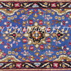 piccolo tappeto persiano kirman fondo azzurro 125x60 cm