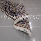 tappeto persiano nain 9 fili fondo blu fondoletto passatoia 210x62 cm