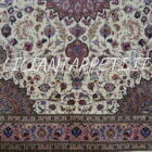 Tappeto persiano Tabriz 60 Raj extrafine fondo avorio con medaglione centrale annodato a mano misto seta 300x200 cm