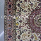 Tappeto persiano Tabriz 60 Raj extrafine fondo avorio con medaglione centrale annodato a mano misto seta 300x200 cm