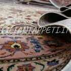 Tappeto persiano Tabriz 60 Raj extrafine fondo avorio con medaglione centrale annodato a mano misto seta 300x200 cm