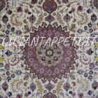 Tappeto persiano Tabriz 60 Raj extrafine fondo avorio con medaglione centrale annodato a mano misto seta 300x200 cm