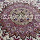 Tappeto persiano Tabriz 60 Raj extrafine fondo avorio con medaglione centrale annodato a mano misto seta 300x200 cm