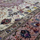 Tappeto persiano Tabriz 60 Raj extrafine fondo avorio con medaglione centrale annodato a mano misto seta 300x200 cm