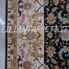 Tappeto persiano Tabriz 60 Raj extrafine fondo nero con medaglione centrale annodato a mano misto seta 295x200 cm