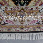 Tappeto persiano Tabriz 60 Raj extrafine fondo nero con medaglione centrale annodato a mano misto seta 295x200 cm