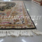 Tappeto persiano Tabriz 60 Raj extrafine fondo nero con medaglione centrale annodato a mano misto seta 295x200 cm