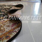 Tappeto persiano Tabriz 60 Raj extrafine fondo nero con medaglione centrale annodato a mano misto seta 295x200 cm