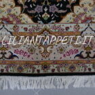 Tappeto persiano Tabriz 60 Raj extrafine fondo nero con medaglione centrale annodato a mano misto seta 295x200 cm