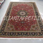 Tappeto persiano Tabriz 60 Raj extrafine misto seta annodato a mano 295x200 cm fondo rosso