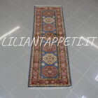 tappeto passatoia fondoletto kazak afghano azzurro 175x63 cm
