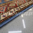 tappeto passatoia fondoletto kazak afghano azzurro 175x63 cm