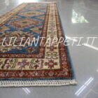 tappeto passatoia fondoletto kazak afghano azzurro 225x77 cm