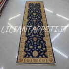 passatoia elegante orientale per il corridoio fondo blu 295x75 cm